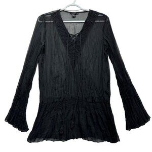 Spenser Jeremy Womens Sheer Crinkle Top Whimsigoth Fairy Goth Size M Grunge Y2K